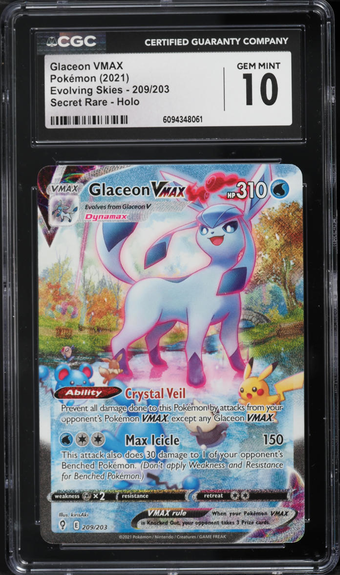 2021 Pokemon Sword & Shield Evolving Skies SEC Glaceon VMAX #209