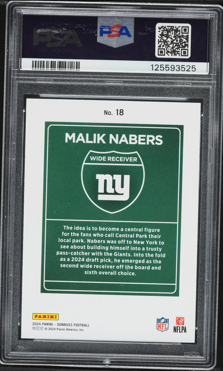 2024 Donruss Downtown Malik Nabers ROOKIE #18 PSA 8 NM-MT
