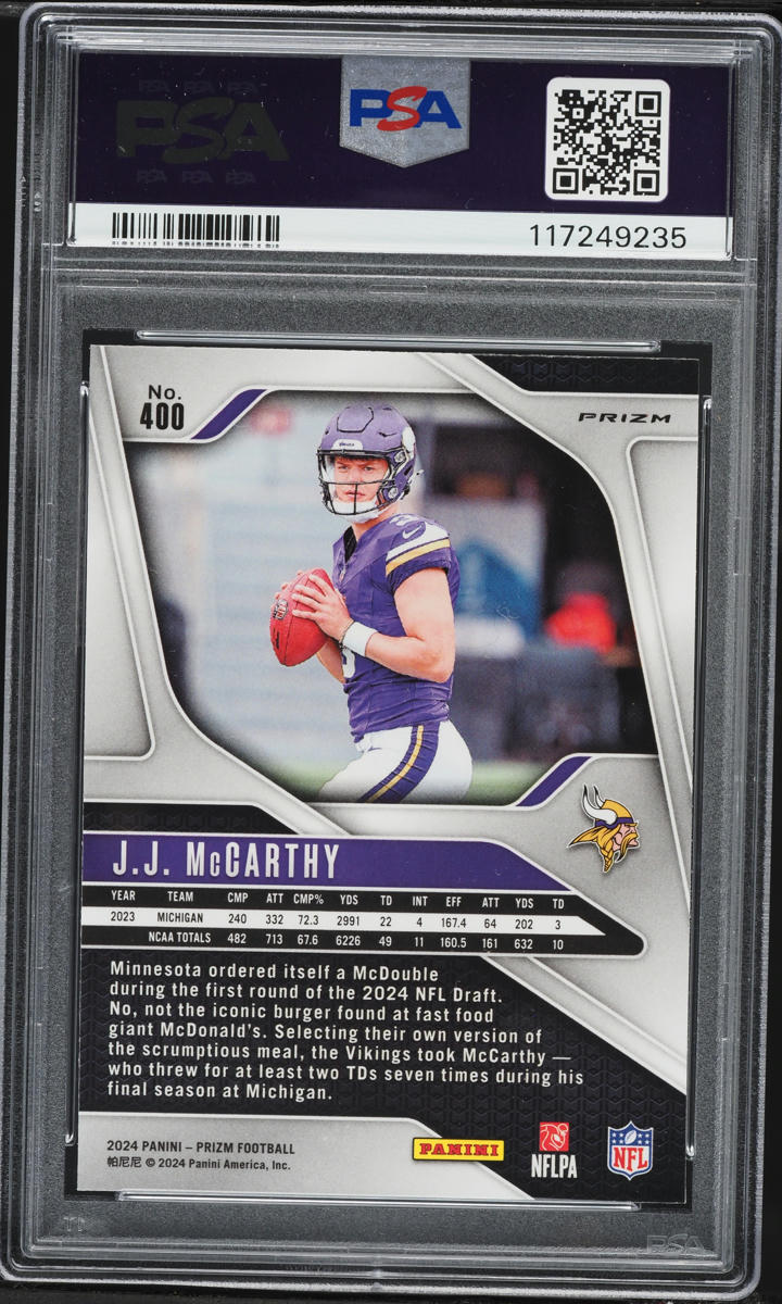 2024 Panini Prizm Pink JJ McCarthy ROOKIE #400 PSA 10 GEM MINT