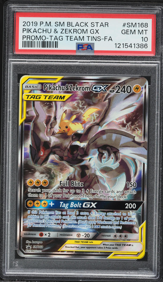 2019 Pokemon Sun & Moon Promo Tag Team Full Art Pikachu & Zekrom GX #SM168 PSA 10 GEM MINT