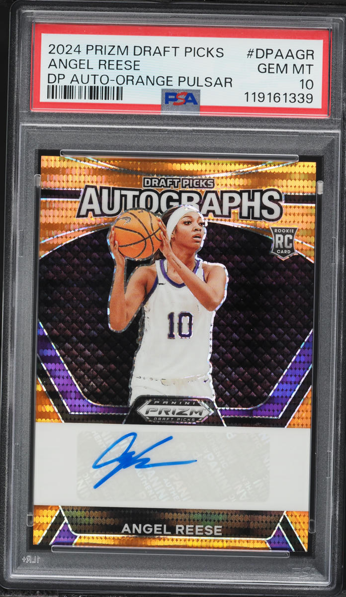 2024 Panini Prizm Draft Picks Orange Pulsar Angel Reese ROOKIE AUTO #DPAAGR PSA 10 GEM MINT
