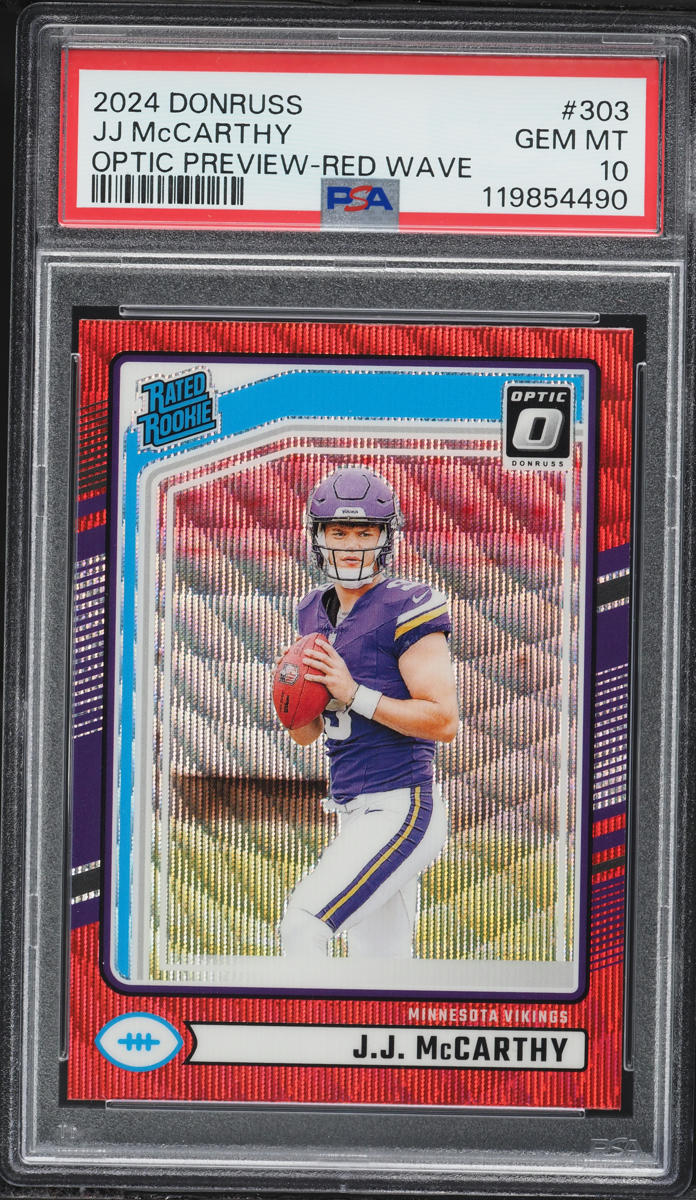 2024 Donruss Optic Preview Red Wave Prizm JJ McCarthy ROOKIE #303 PSA 10 GEM MINT