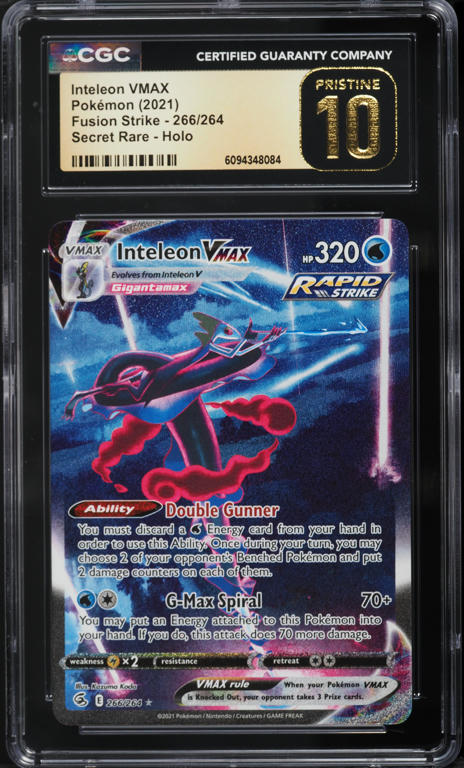 2021 Pokemon Sword & Shield Fusion Strike SEC Inteleon VMAX #266 CGC 10 PRISTINE