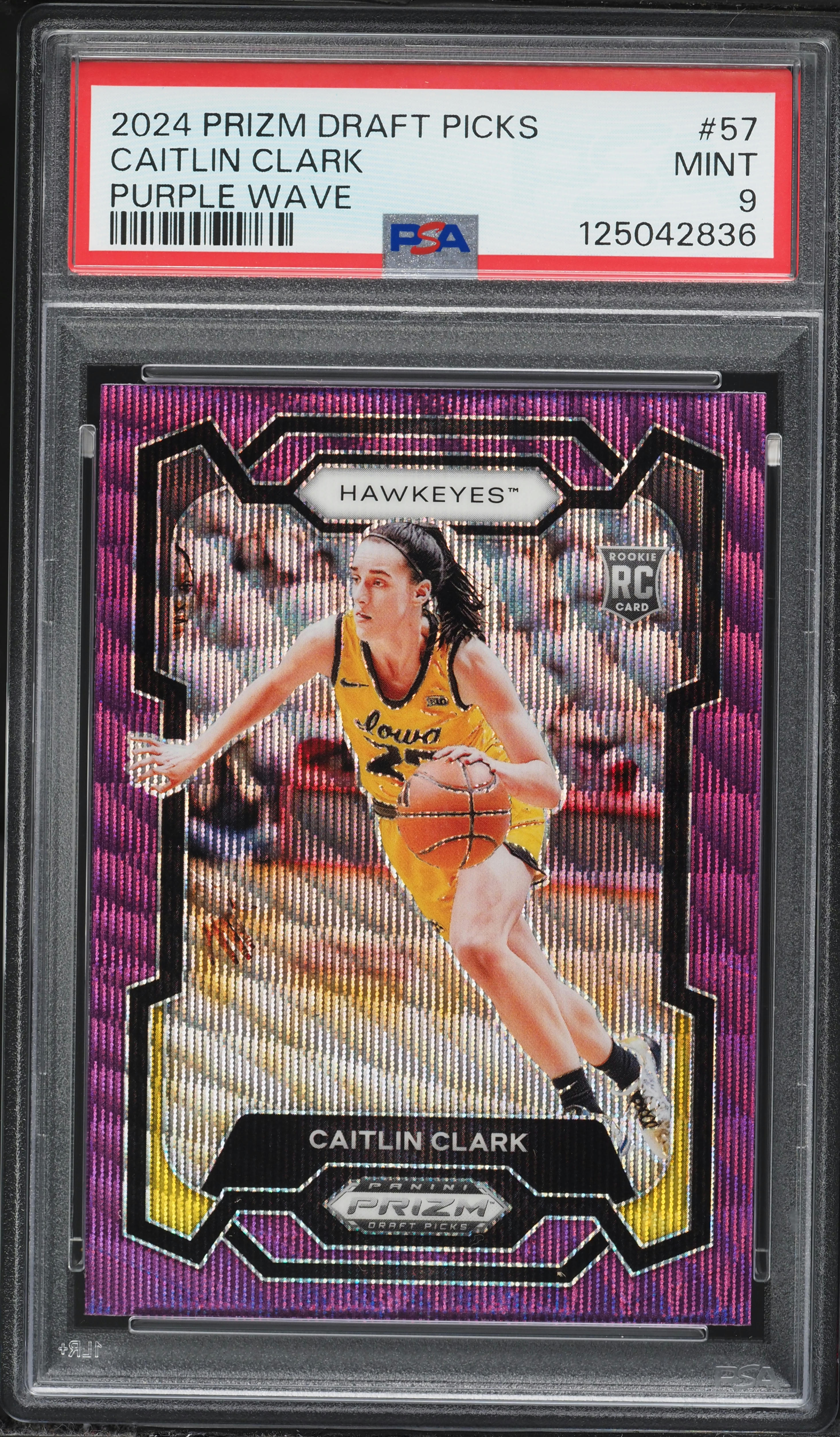 2024 Panini Prizm Draft Picks Purple Wave Caitlin Clark ROOKIE #57