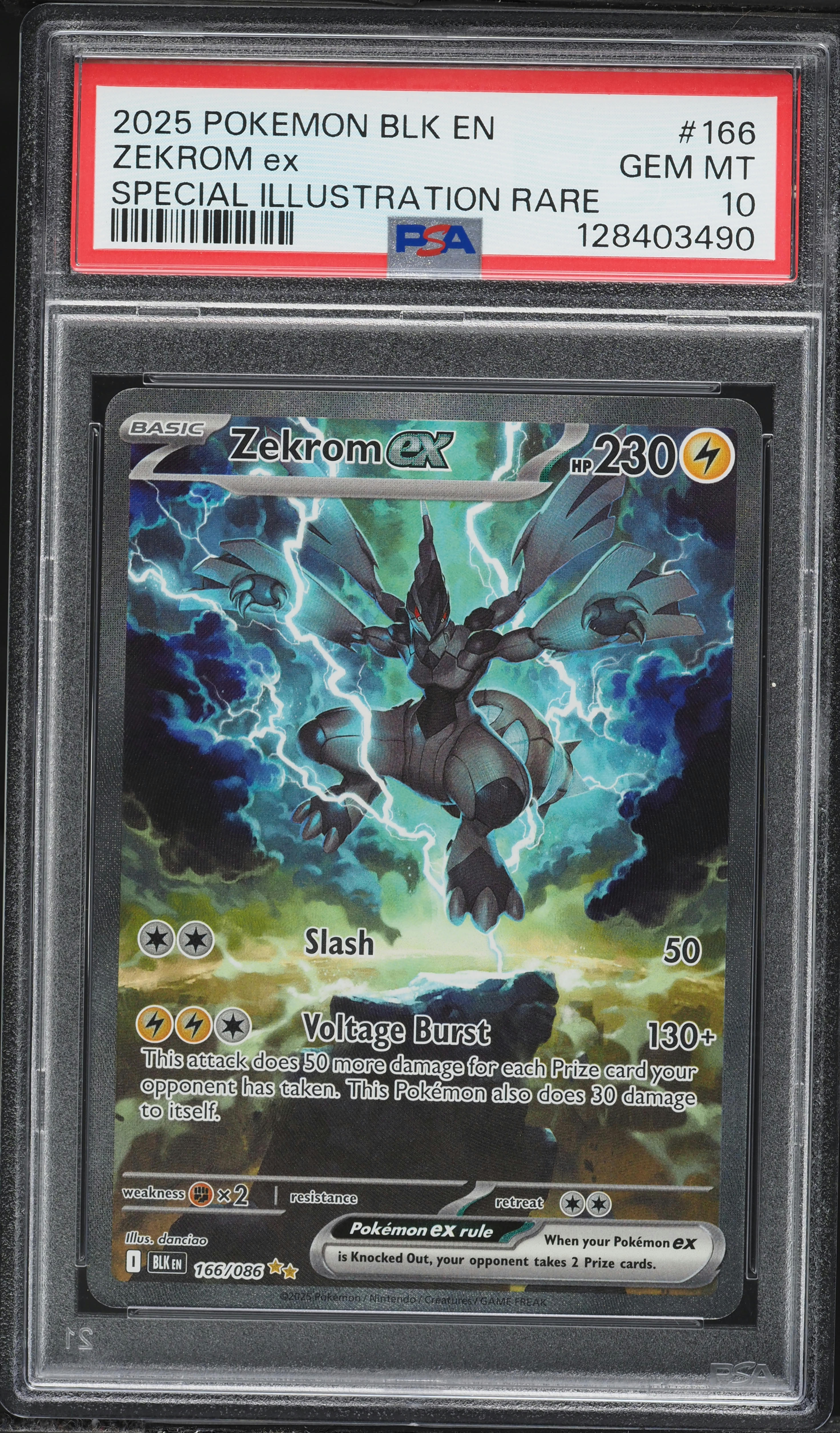 2025 Pokemon Scarlet & Violet Black Bolt SIR Zekrom ex #166 PSA 10