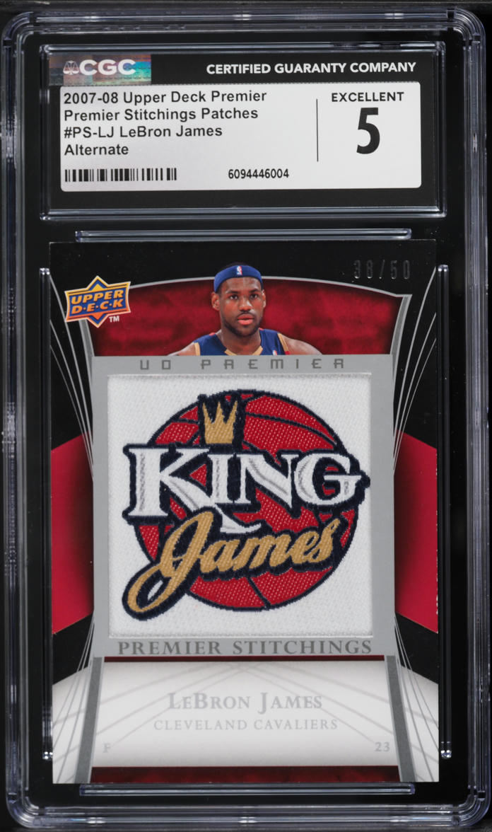 2007 Upper Deck Premier Stitchings Alternate LeBron James PATCH /50 #PS-LJ CGC 5 EX