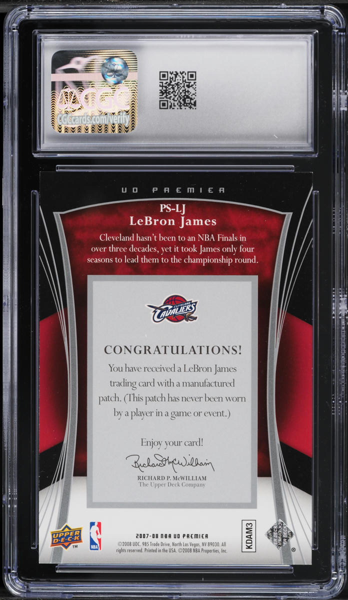 2007 Upper Deck Premier Stitchings Alternate LeBron James PATCH /50 #PS-LJ CGC 5 EX