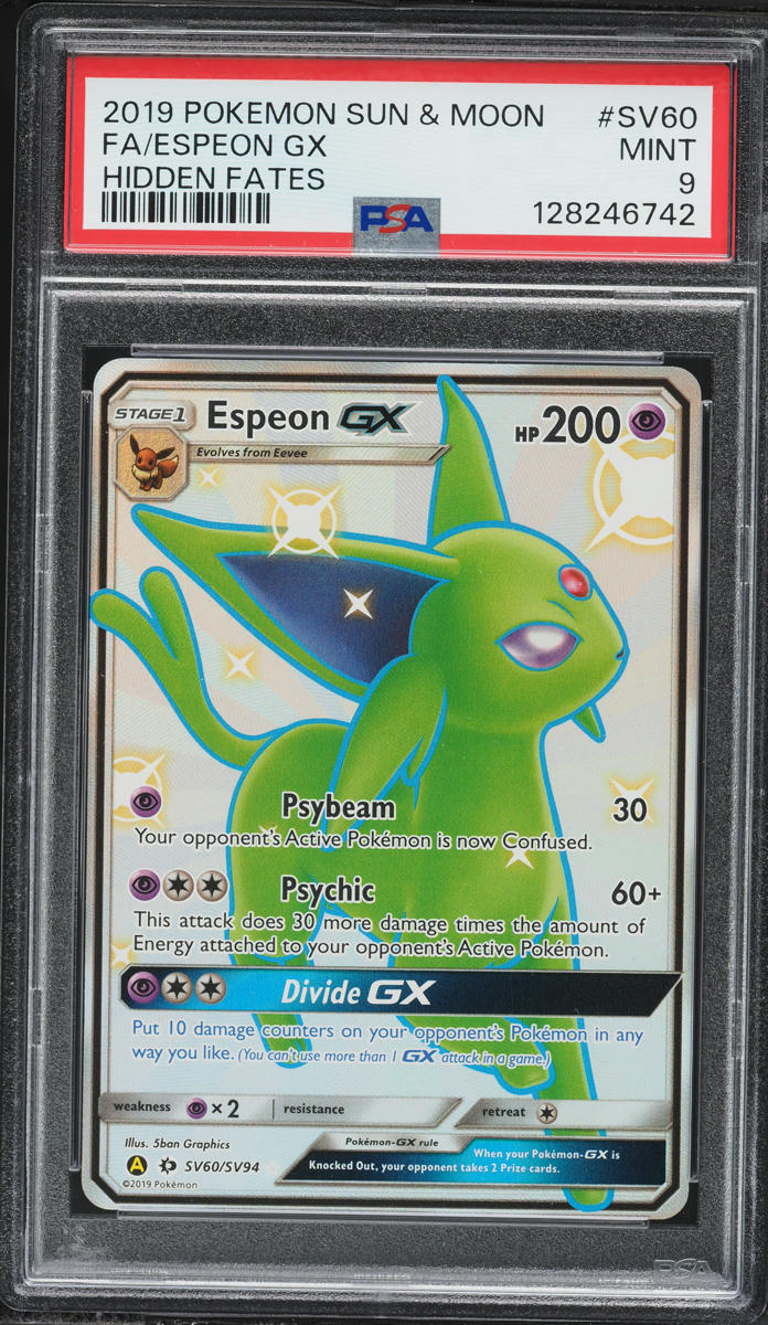 2019 Pokemon Sun & Moon Hidden Fates Shiny Espeon GX #SV60 PSA 9 MINT