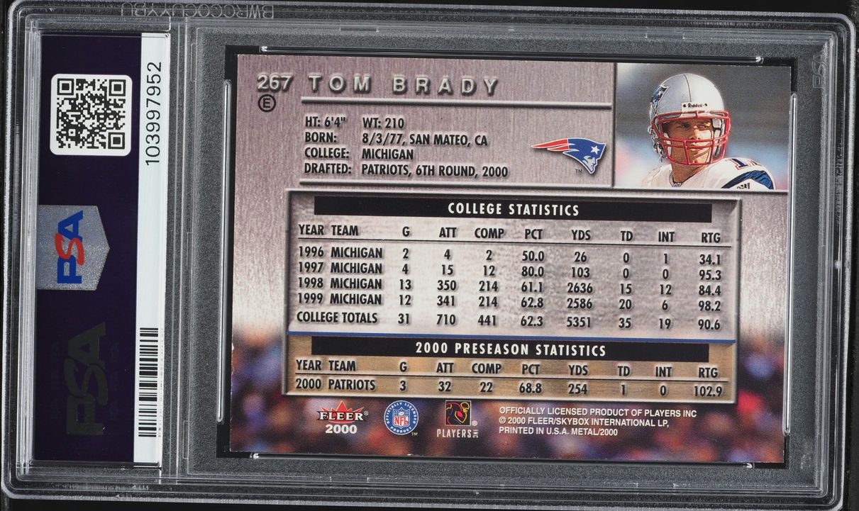 2000 Metal Emerald Tom Brady ROOKIE #267 PSA 7 NRMT