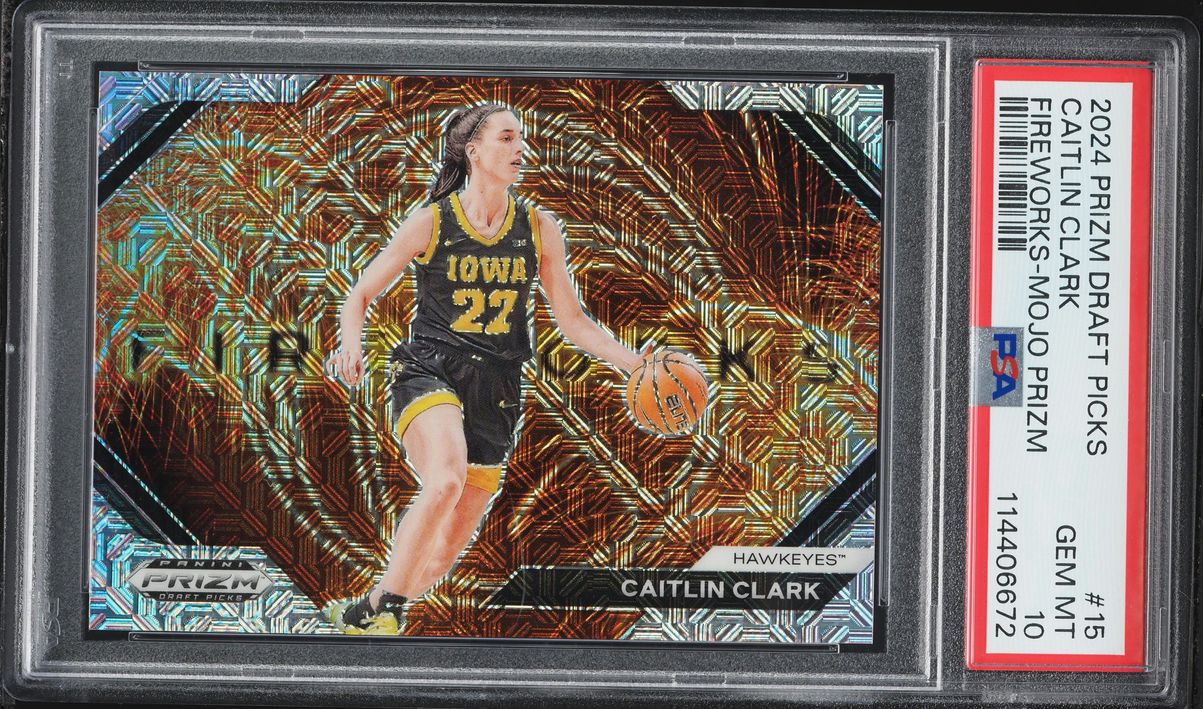 2024 Panini Prizm Draft Picks Fireworks Mojo Caitlin Clark ROOKIE /25 #15 PSA 10 GEM MINT