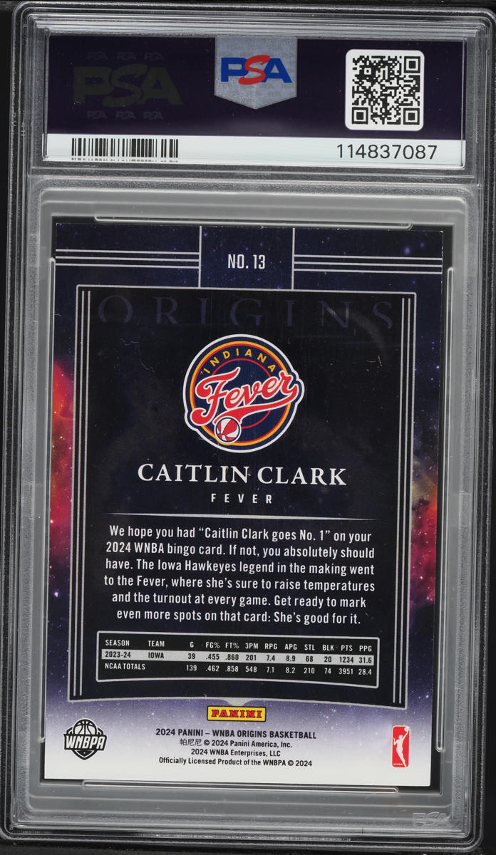 2024 Panini Origins WNBA Caitlin Clark ROOKIE #13 PSA 8 NM-MT