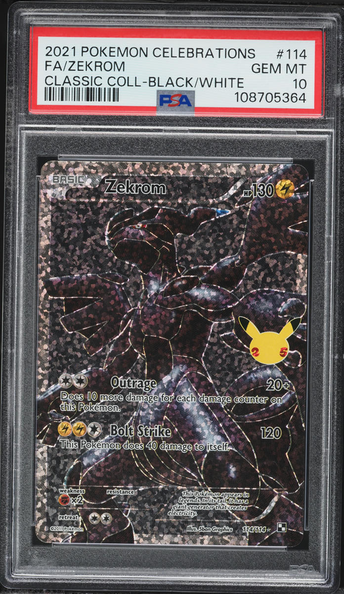 2021 Pokemon Sword & Shield Celebrations BWR Zekrom #114 PSA 10 GEM MINT