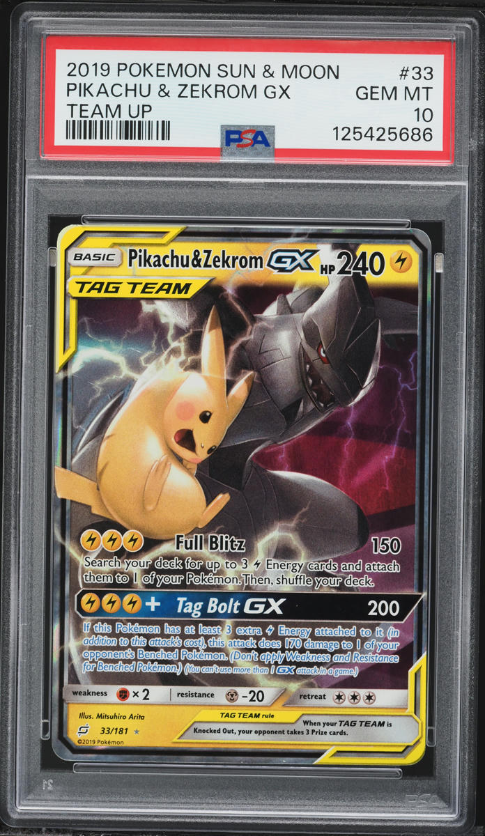 2019 Pokemon Sun & Moon Team Up Pikachu & Zekrom GX #33 PSA 10 GEM MINT