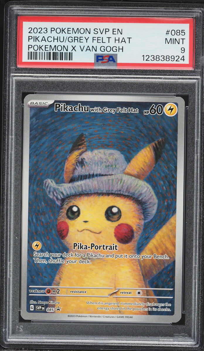 2023 Pokemon Scarlet & Violet Promo Van Gogh Pikachu With Grey Felt Hat #85 PSA 9 MINT