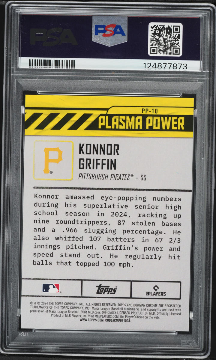 2024 Bowman Chrome Draft Plasma Power Green Refractor Konnor Griffin PROSPECT /99 #PP-10 PSA 10