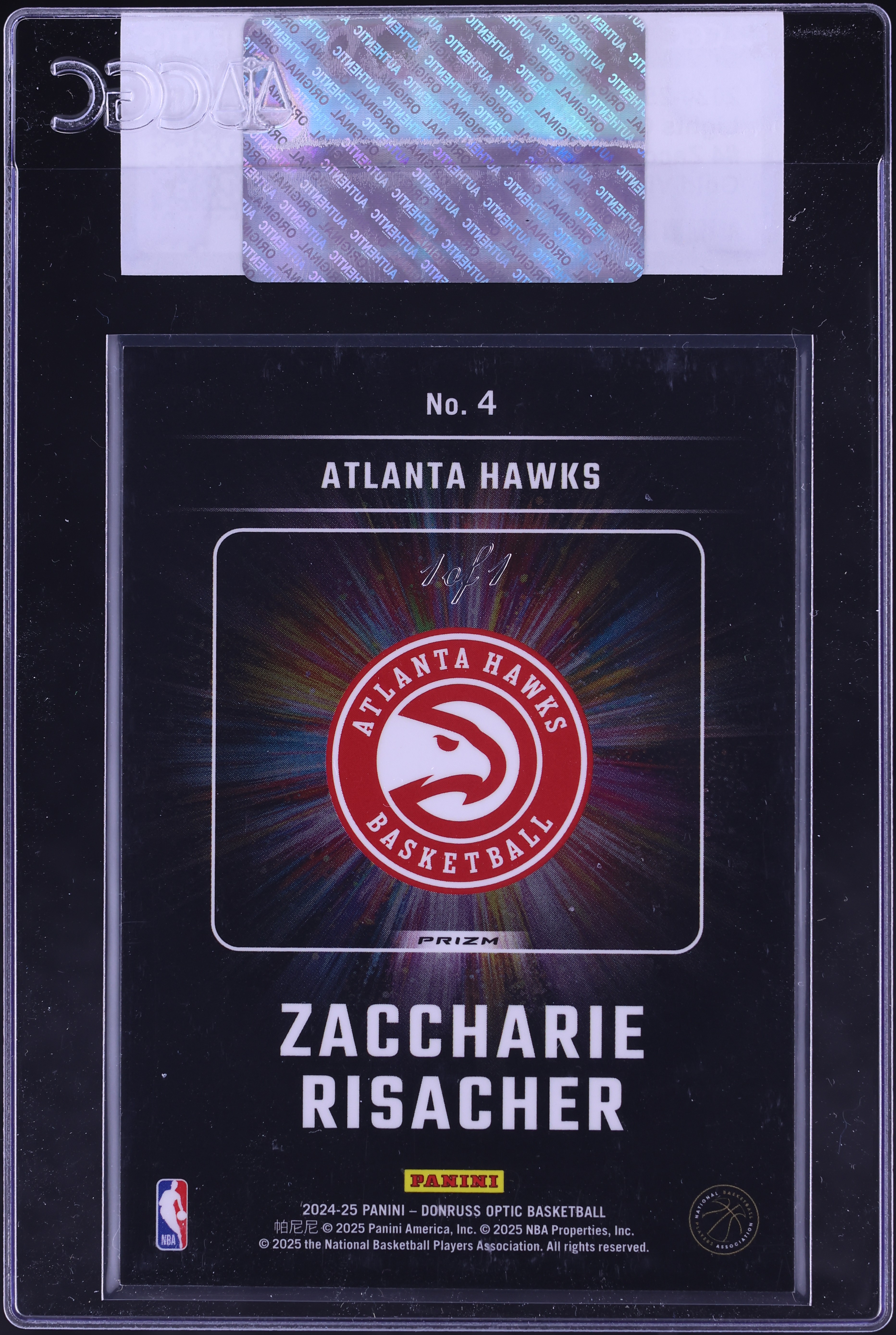 2024 Donruss Optic Lights Out Gold Vinyl Zaccharie Risacher ROOKIE