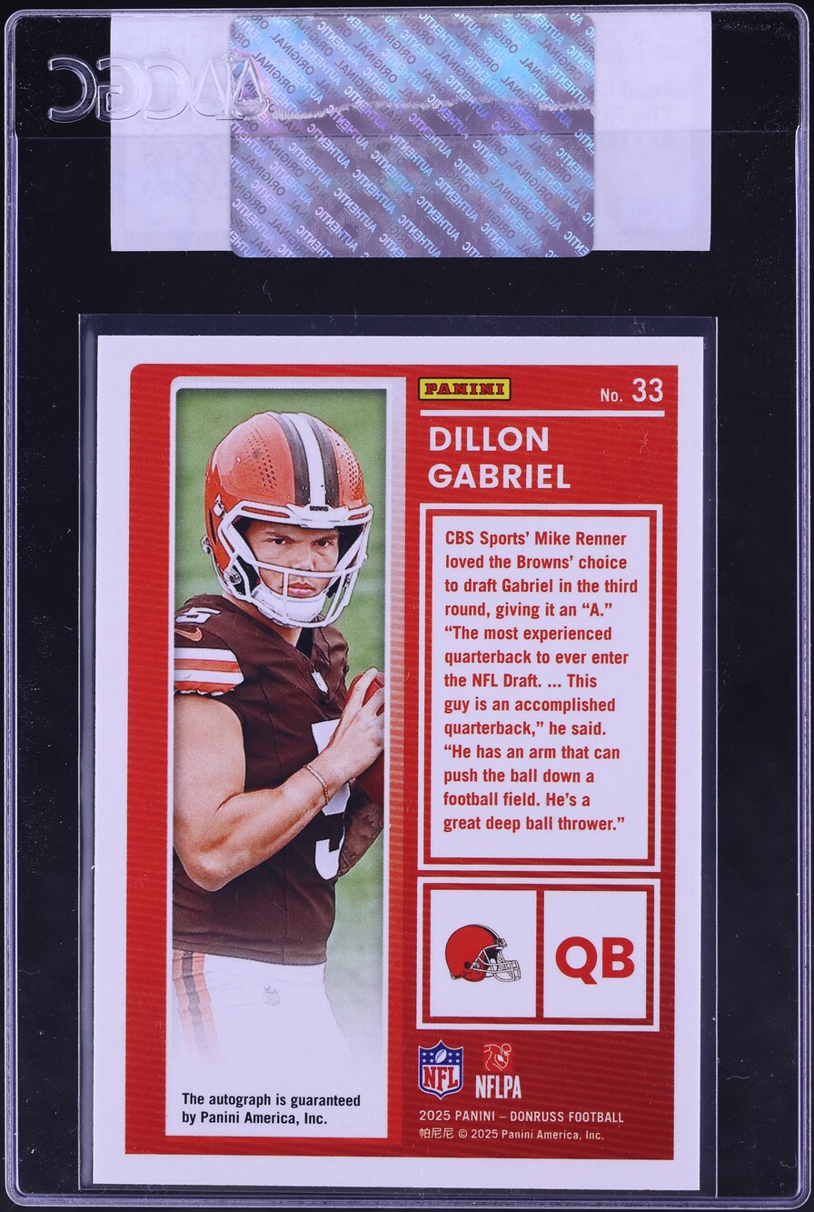2025 Donruss The Rookies Dillon Gabriel ROOKIE AUTO /299 #33 CGC AUTH