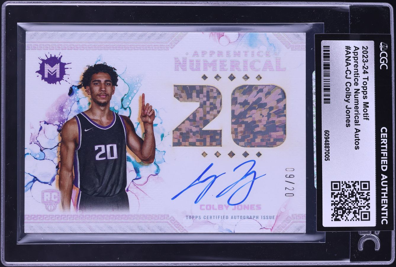 2023 Topps Motif Apprentice Numerical Colby Jones ROOKIE PATCH AUTO /20 #ANA-CJ CGC AUTH