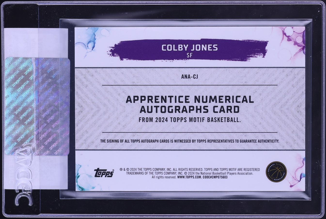 2023 Topps Motif Apprentice Numerical Colby Jones ROOKIE PATCH AUTO /20 #ANA-CJ CGC AUTH