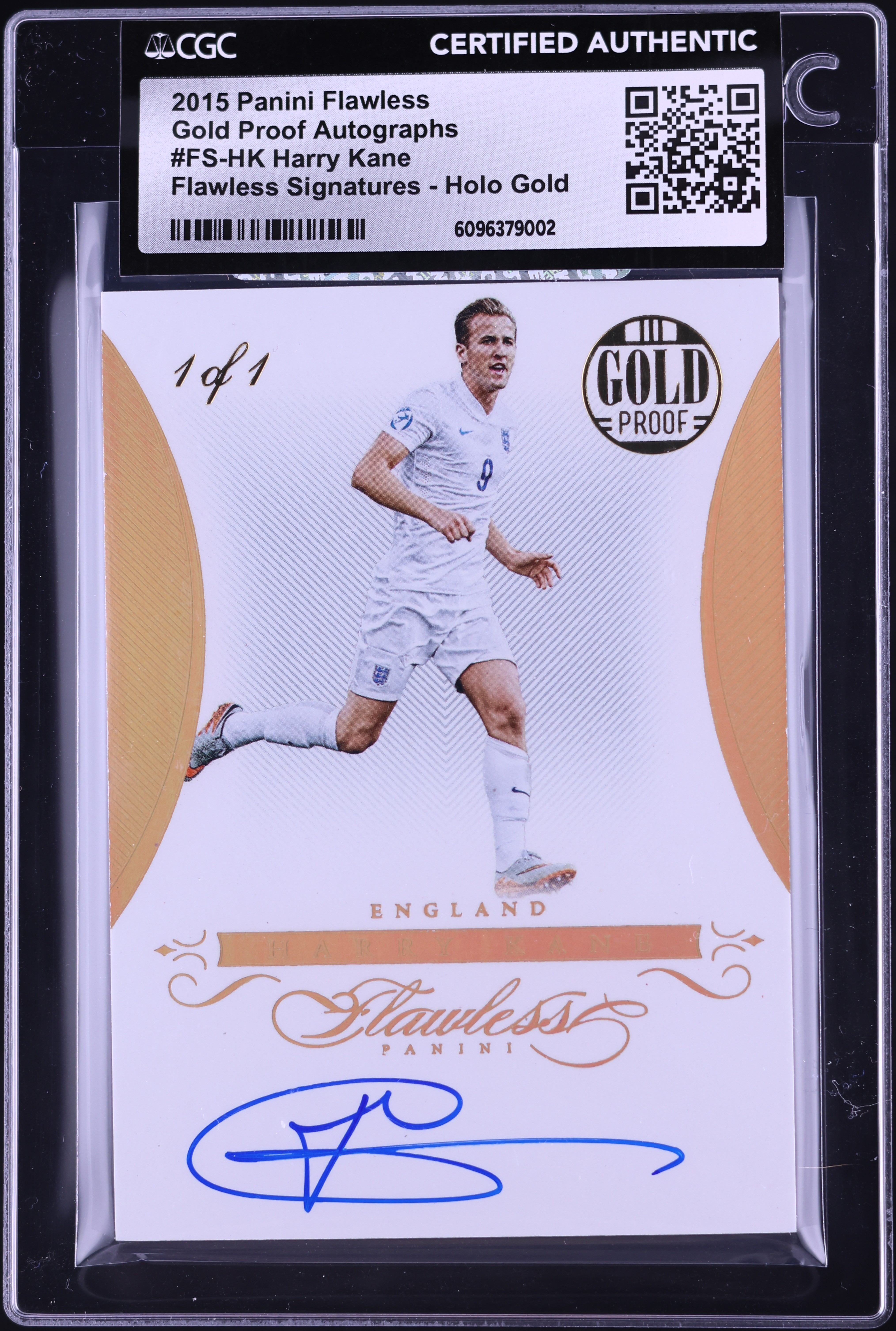 2015 Panini Flawless Gold Proof Holo Gold Harry Kane AUTO 1/1 #FS