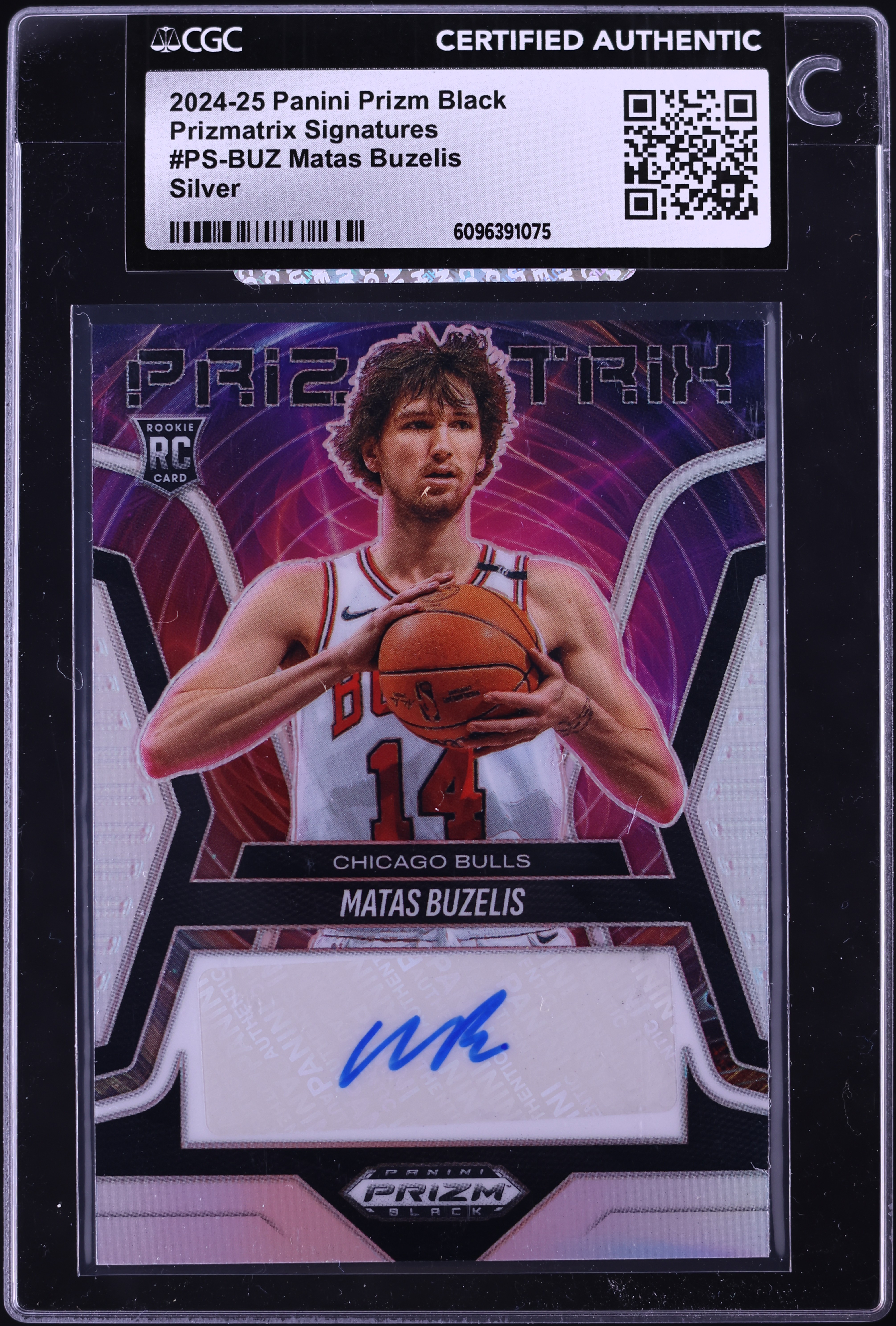2024 Panini Prizm Black Prizmatrix Silver Matas Buzelis ROOKIE