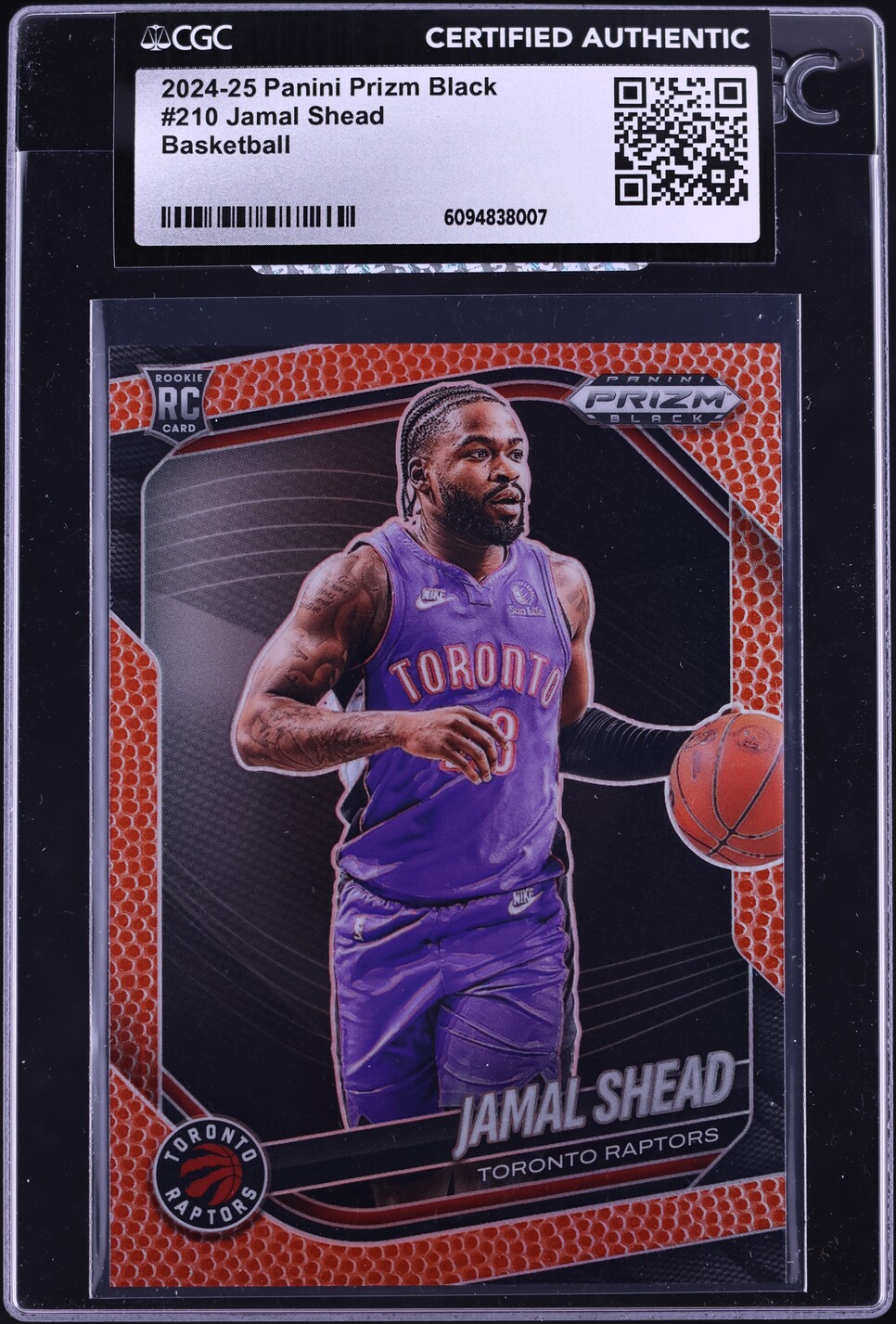 2024 Panini Prizm Black Basketball Jamal Shead ROOKIE /225 #210 CGC AUTH