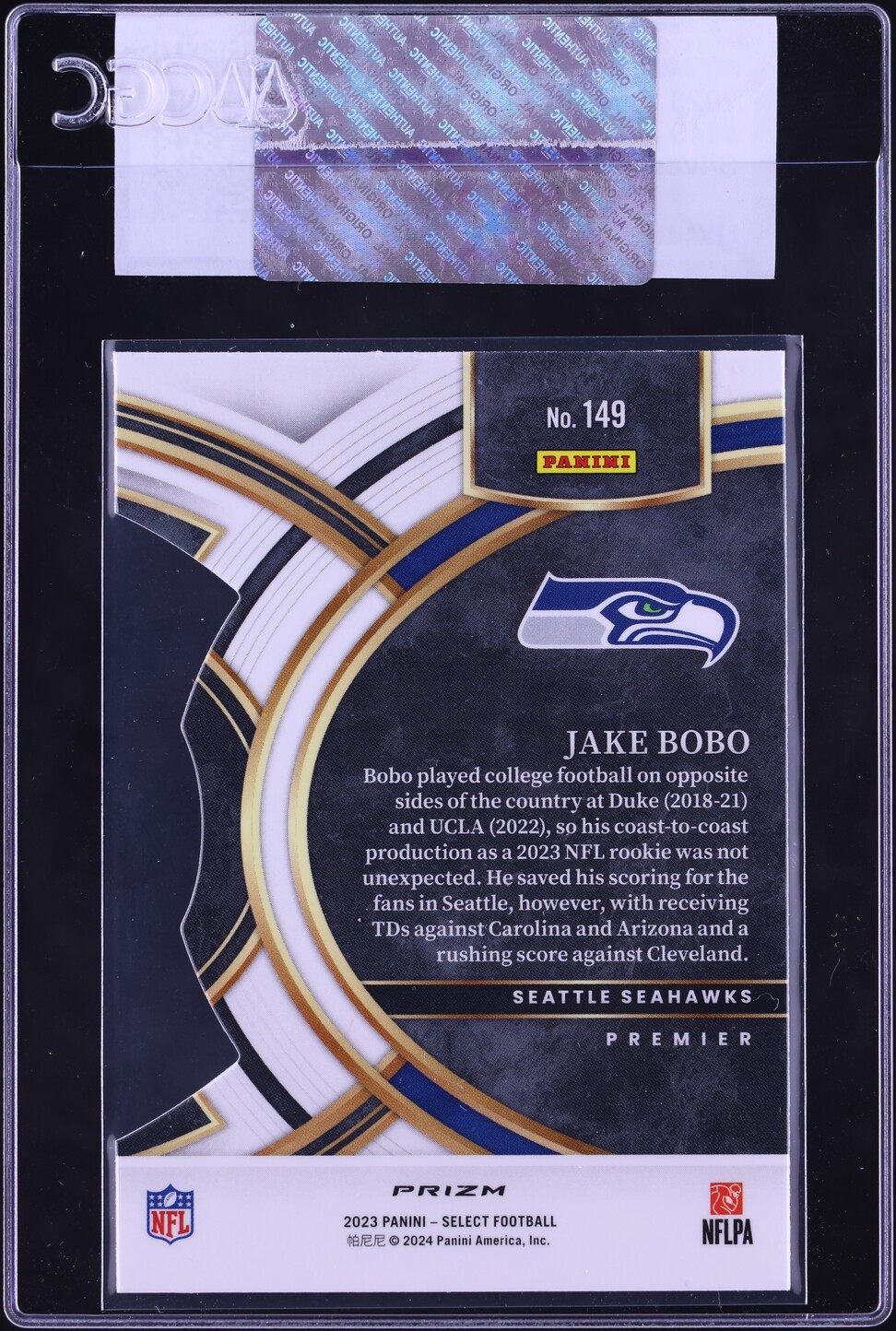 2023 Select Premier Level Silver Prizm Die-Cut Jake Bobo ROOKIE #149 CGC AUTH