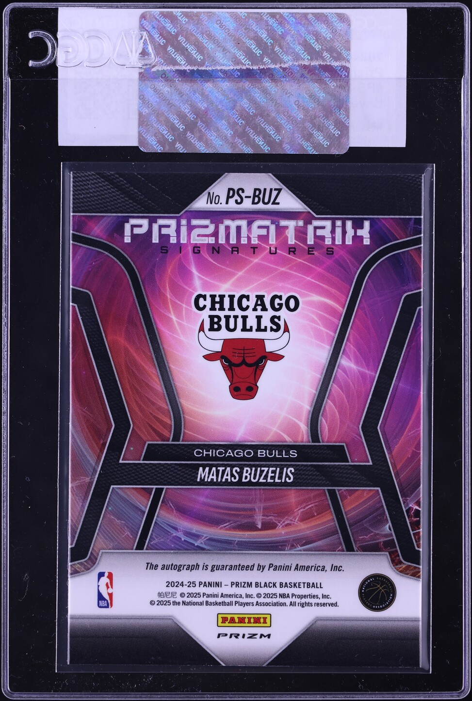 2024 Panini Prizm Black Prizmatrix Silver Matas Buzelis ROOKIE