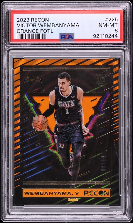 2023 Panini Recon Orange FOTL Victor Wembanyama ROOKIE #225 PSA 8 NM-MT