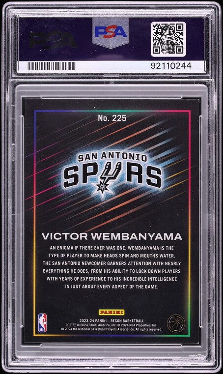 2023 Panini Recon Orange FOTL Victor Wembanyama ROOKIE #225 PSA 8 NM-MT