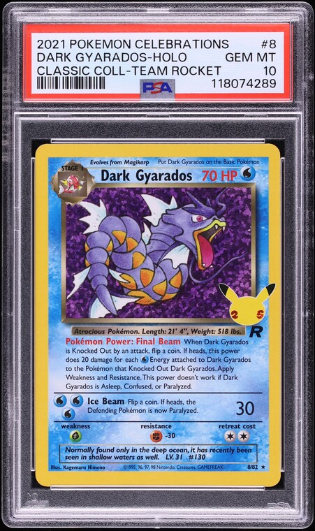 2021 Pokemon SWSH Celebrations Classic Holo Dark Gyarados #8 PSA 10 GEM MINT