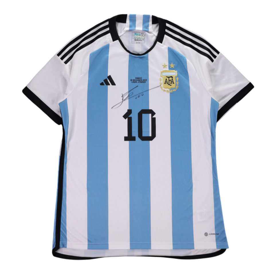 Lionel Messi Signed Autographed Argentina Home World Cup Final Jersey - Icons AUTH, COA