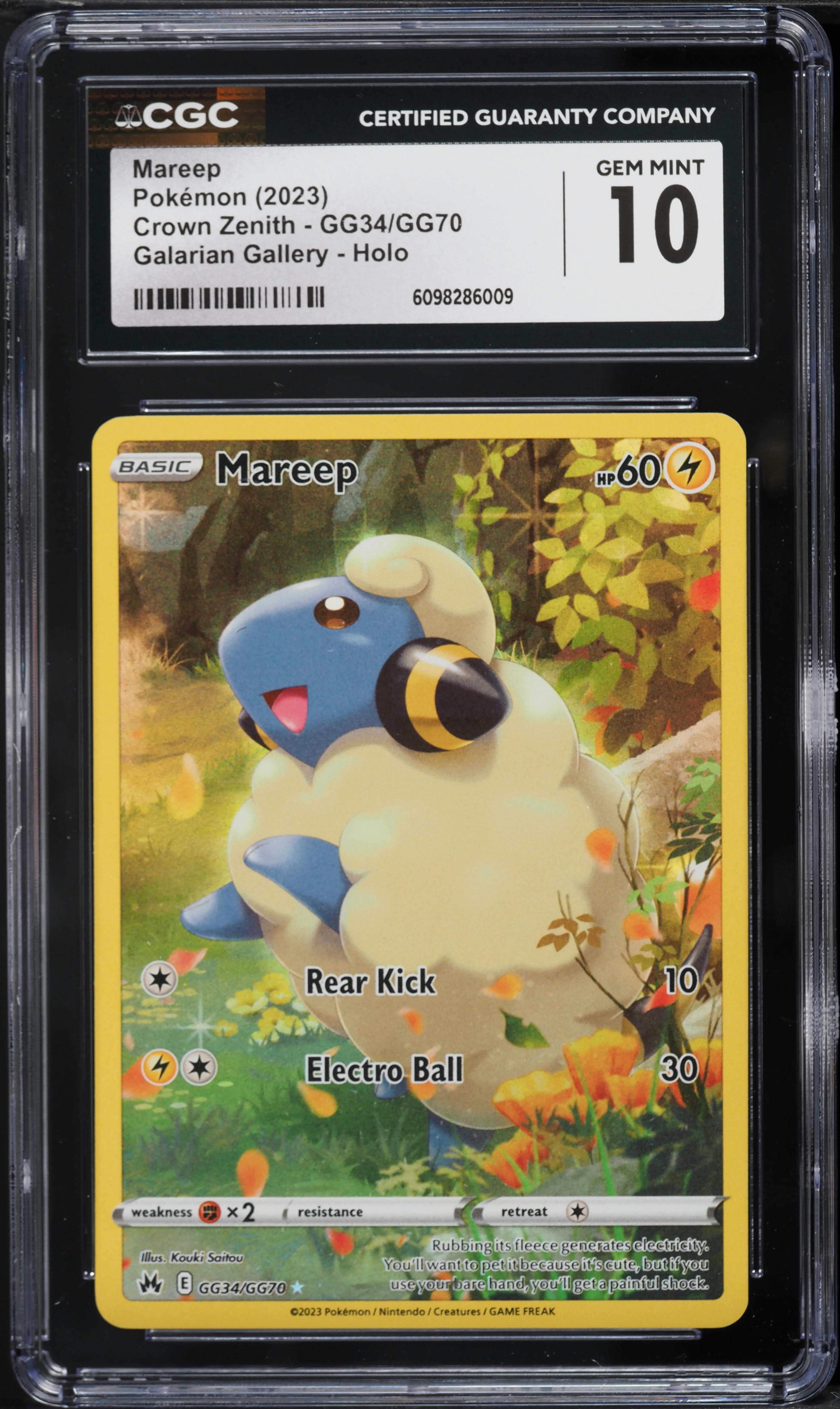 2023 Pokemon Sword & Shield Crown Zenith Full Art Mareep #GG34 CGC
