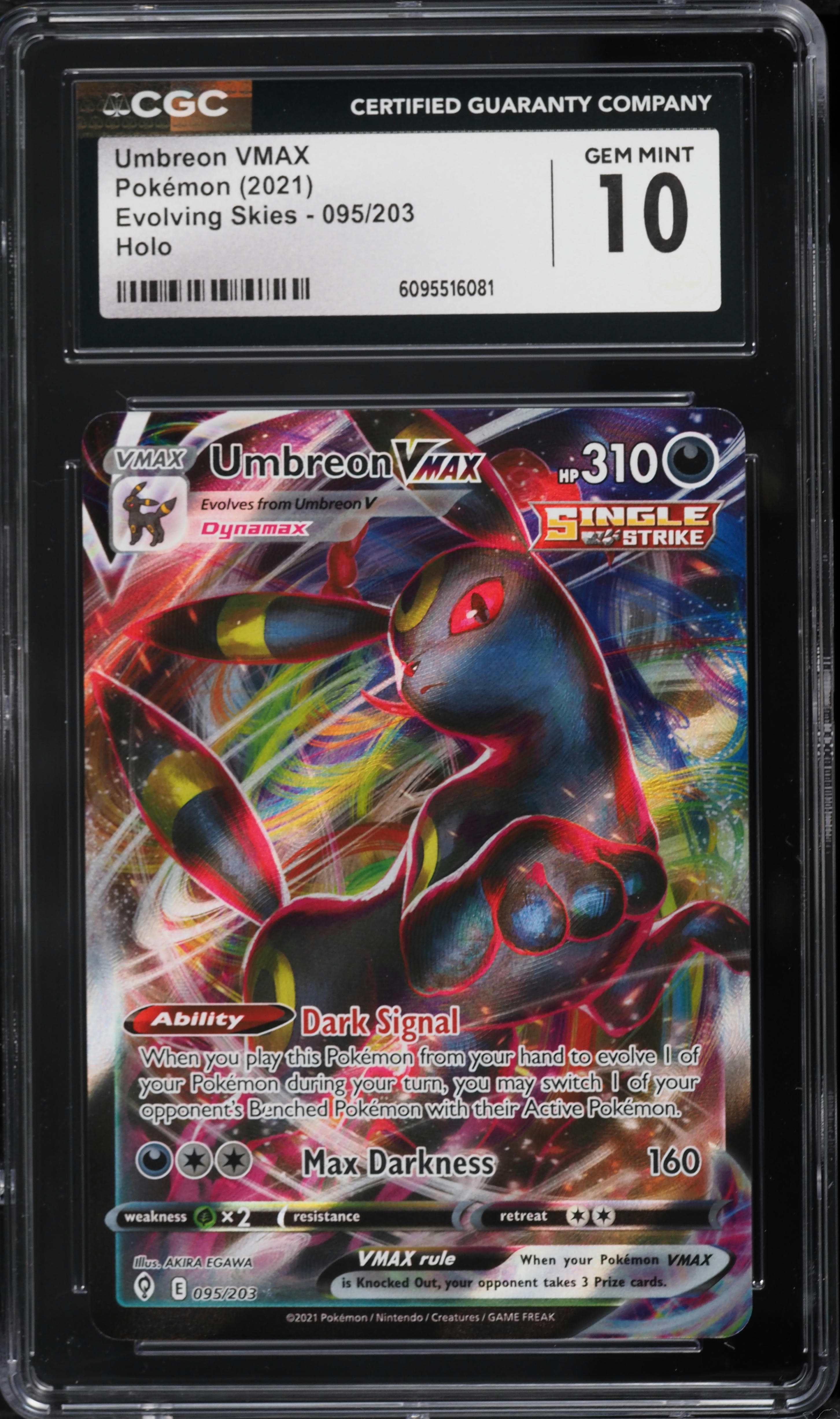 2021 Pokemon Sword & Shield Evolving Skies Umbreon VMAX #95 CGC 10