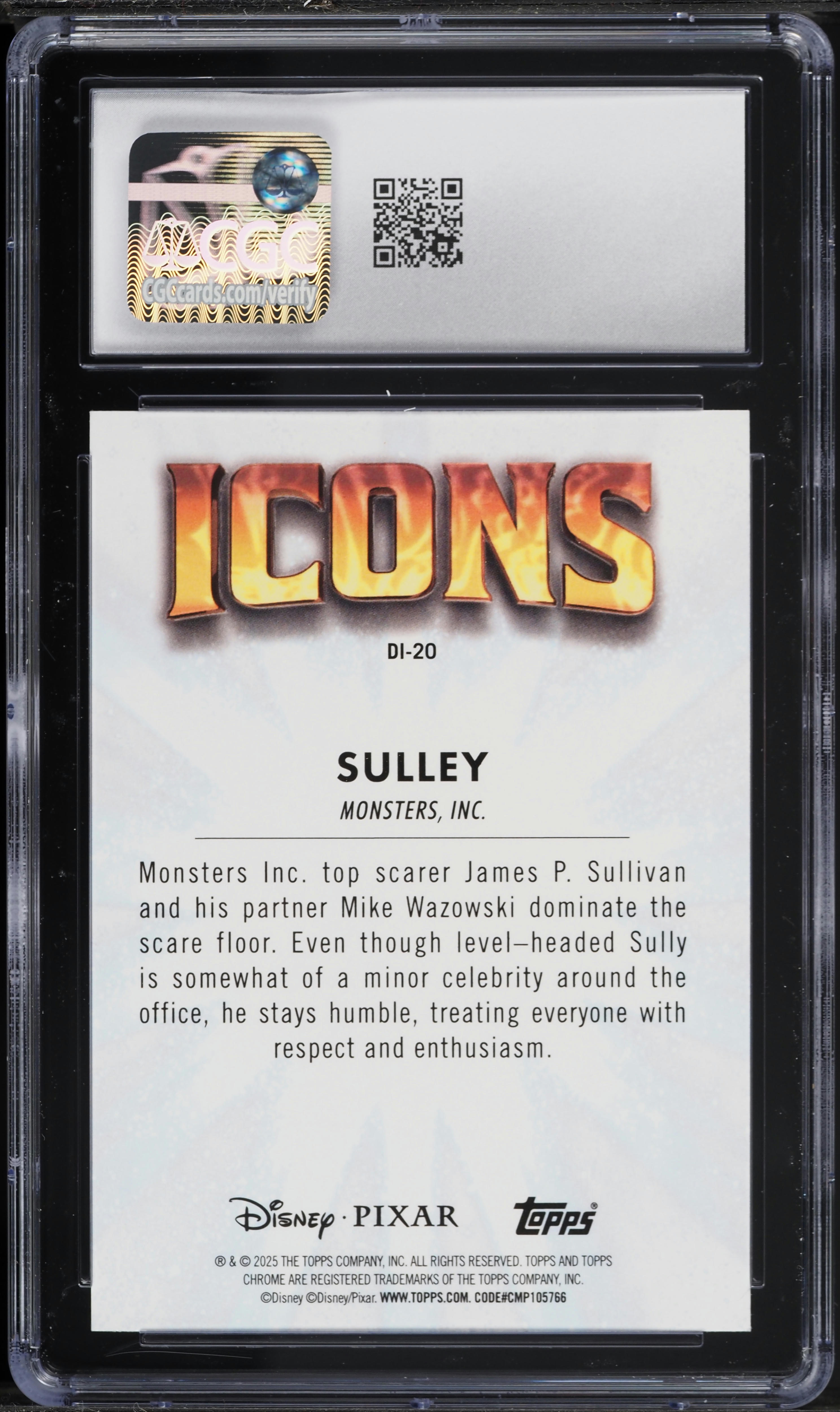 2025 Topps Chrome Disney Icons Sulley #DI-20 CGC 9 MINT on