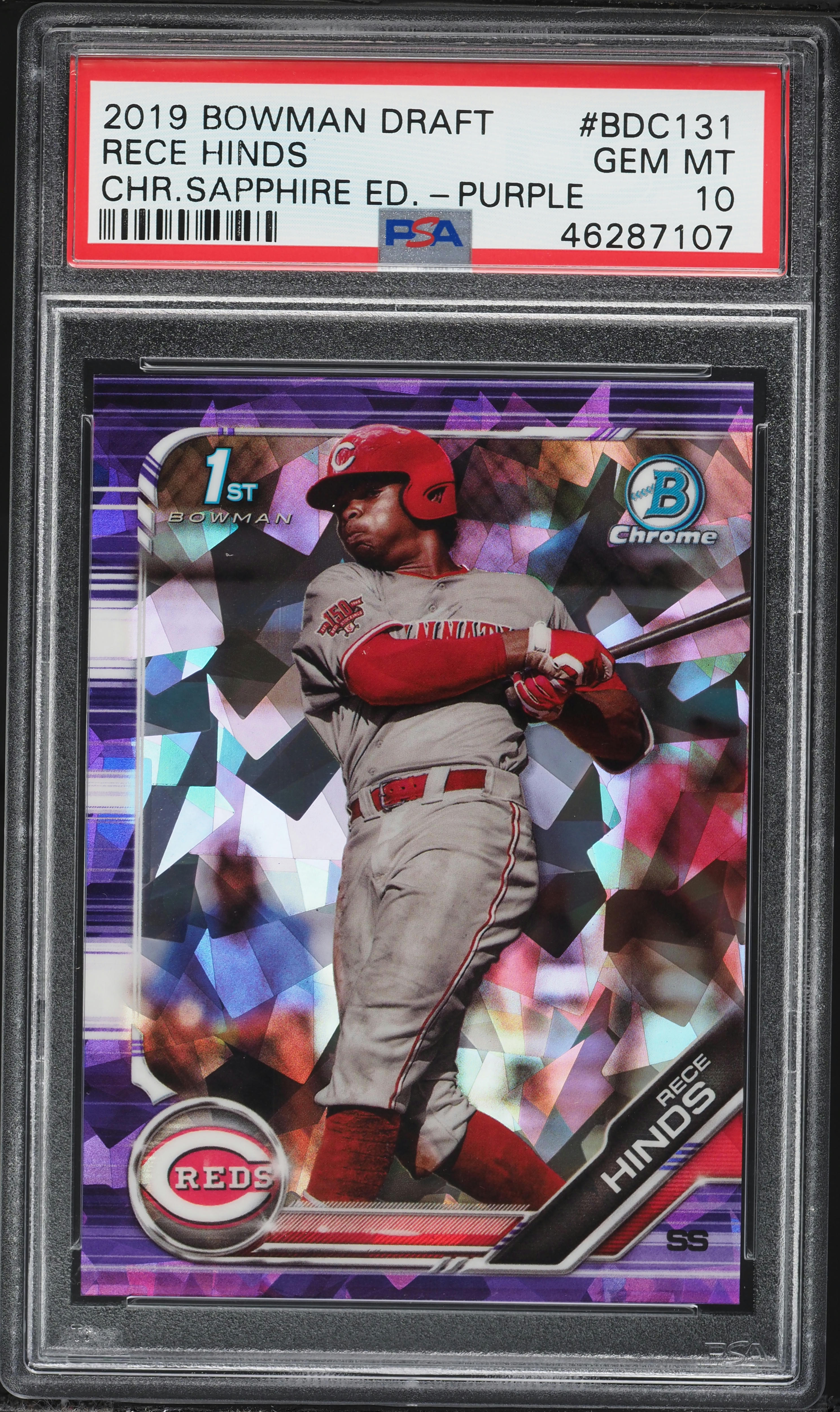 2019 Bowman Chrome Draft Sapphire Edition Purple Rece Hinds