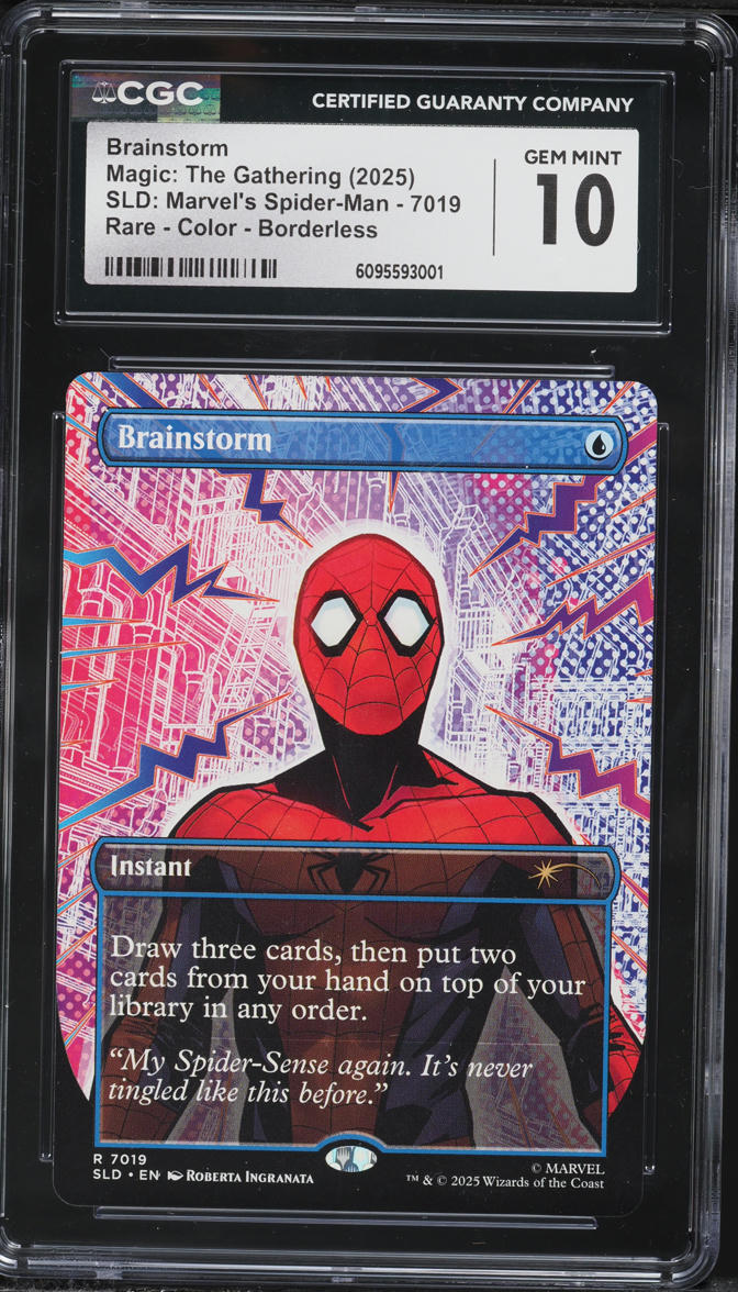 2025 Magic The Gathering MTG SLD Marvel's Spider-Man Color Borderless Brainstorm #7019 CGC 10 on Fanatics Collect 2025 Magic The Gathering MTG SLD Marvel's Spider-Man Color Borderless Brainstorm #7019 CGC 10 on Fanatics Collect