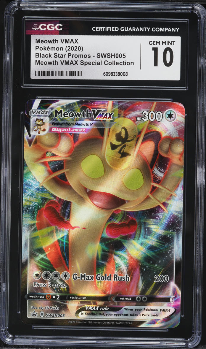 2020 Pokemon Sword & Shield Black Star Promo Special Full Art Meowth VMAX #5 CGC 10 GEM MINT on Fanatics Collect 2020 Pokemon Sword & Shield Black Star Promo Special Full Art Meowth VMAX #5 CGC 10 GEM MINT on Fanatics Collect