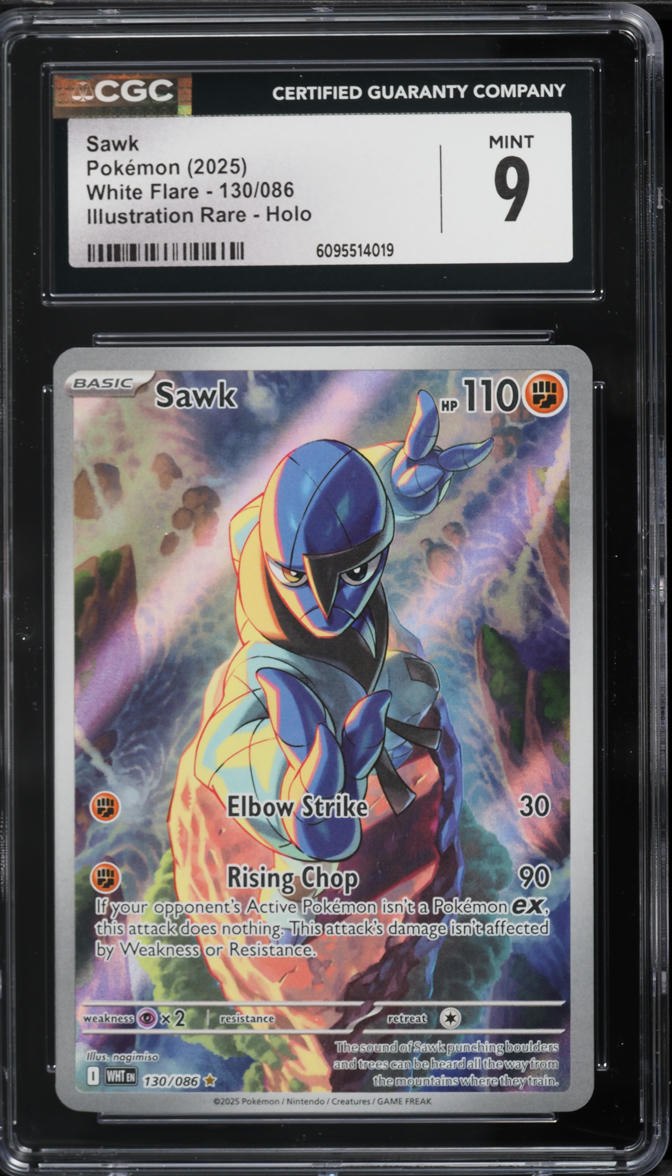 2025 Pokemon Scarlet & Violet White Flare IR Sawk #130 CGC 9 MINT on Fanatics Collect 2025 Pokemon Scarlet & Violet White Flare IR Sawk #130 CGC 9 MINT on Fanatics Collect