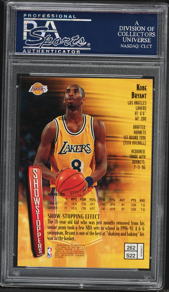 1997 Finest Basketball Kobe Bryant #262 PSA 10 GEM MINT on
