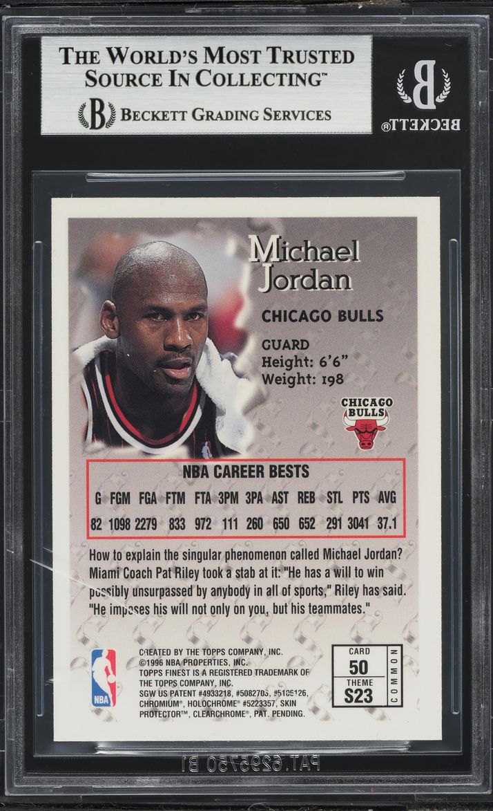 1996 Finest Basketball w/ Coating Michael Jordan #50 BGS 9 MINT