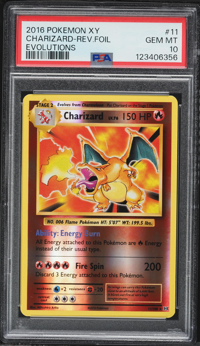 2016 Pokemon XY Evolutions Reverse Holo Charizard #11 PSA 10 GEM