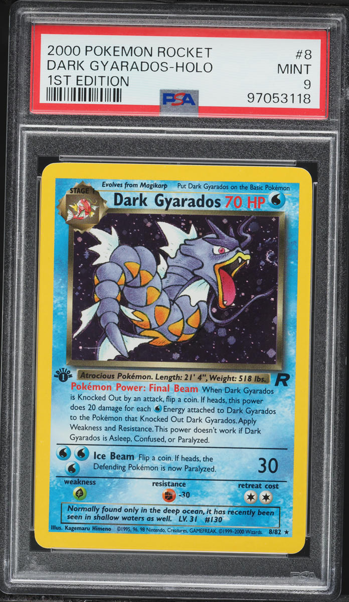 2000 Pokemon Team Rocket 1st Edition Holo Dark Gyarados #8 PSA 9 MINT