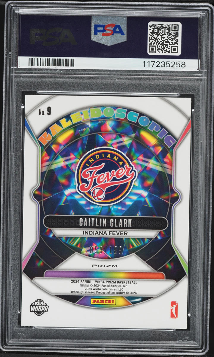 2024 Panini Prizm Wnba Kaleidoscopic Blue Pulsar Caitlin Clark ROOKIE /199 #9 PSA 10 GEM MINT