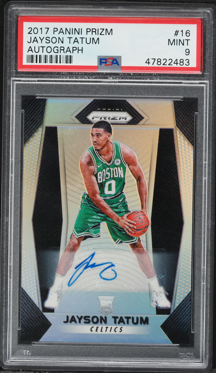 2017 Panini Prizm Silver Jayson Tatum ROOKIE AUTO #16 PSA 9 MINT