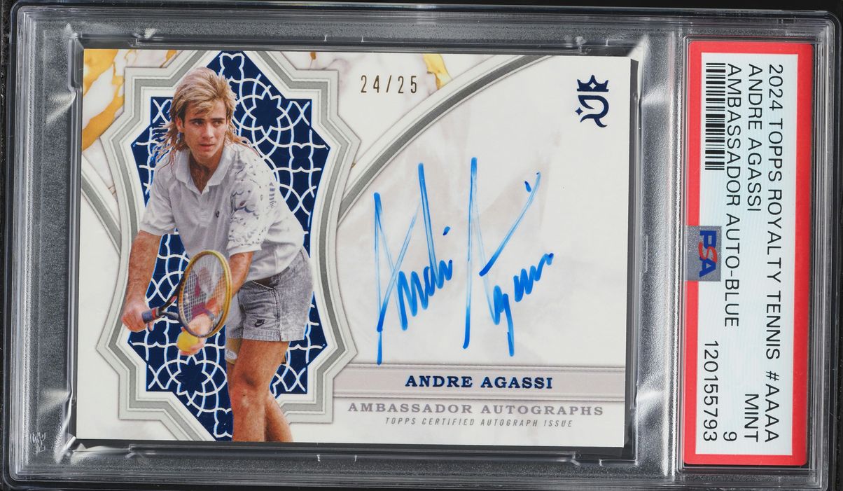 2024 Topps Royalty Tennis Ambassador Blue Andre Agassi AUTO /25 #AAAA PSA 9 MINT