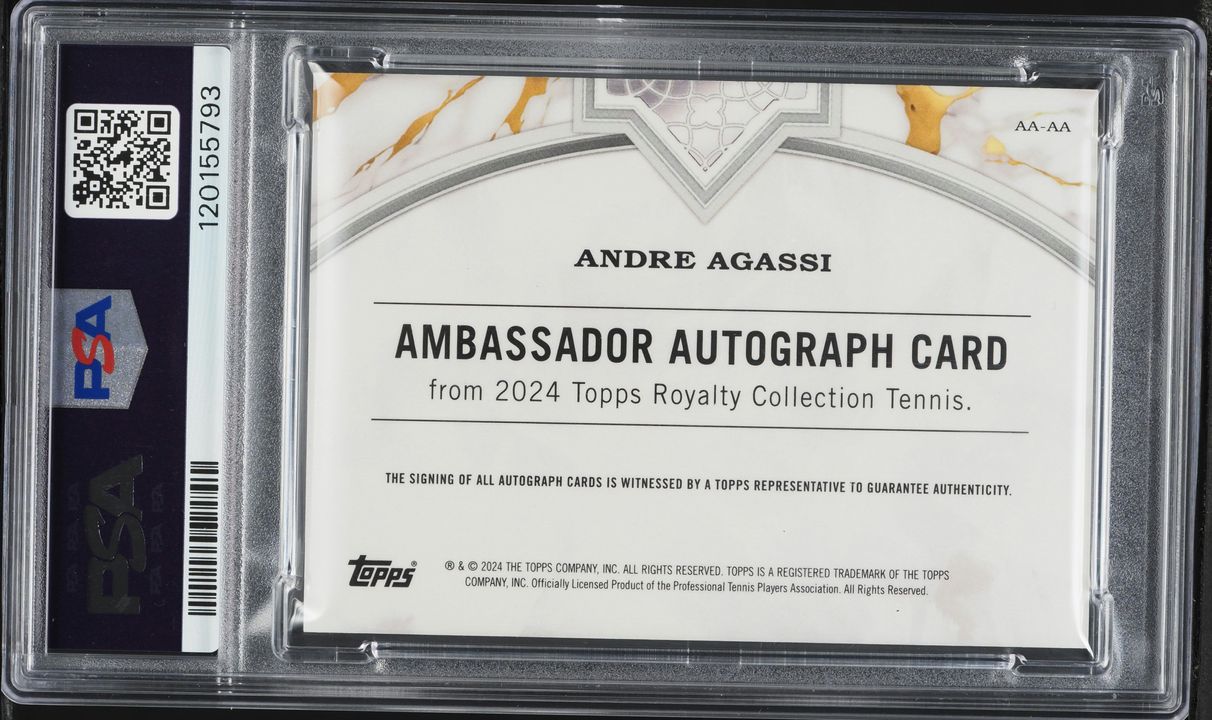 2024 Topps Royalty Tennis Ambassador Blue Andre Agassi AUTO /25 #AAAA PSA 9 MINT