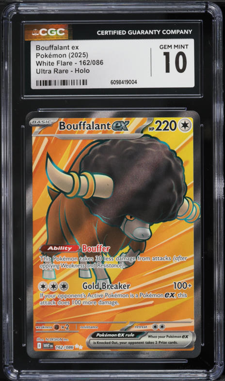 2025 Pokemon Scarlet & Violet White Flare Full Art Bouffalant ex #162 CGC 10 GEM MINT