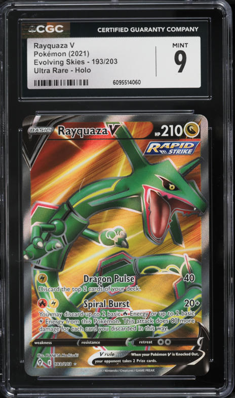 2021 Pokemon Sword & Shield Evolving Skies Alt Art Rayquaza V #194 CGC 9  MINT on Fanatics Collect