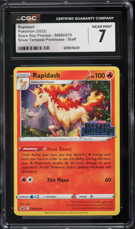 2022 Pokemon Promo Silver Tempest Prerelease Staff Rapidash #SWSH270 CGC 7 NRMT